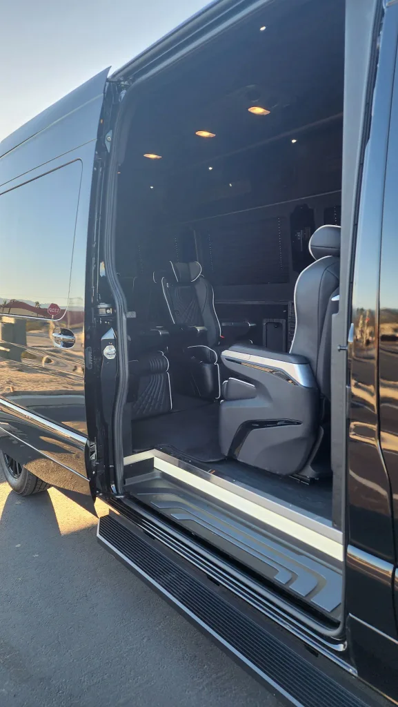 orlux van sprinter side door open interior sun 3 Sprinter Chauffeur Service Orlando: 6 Stubborn Myths Busted for 2026 Corporate Travelers 2026 Orlux Rides